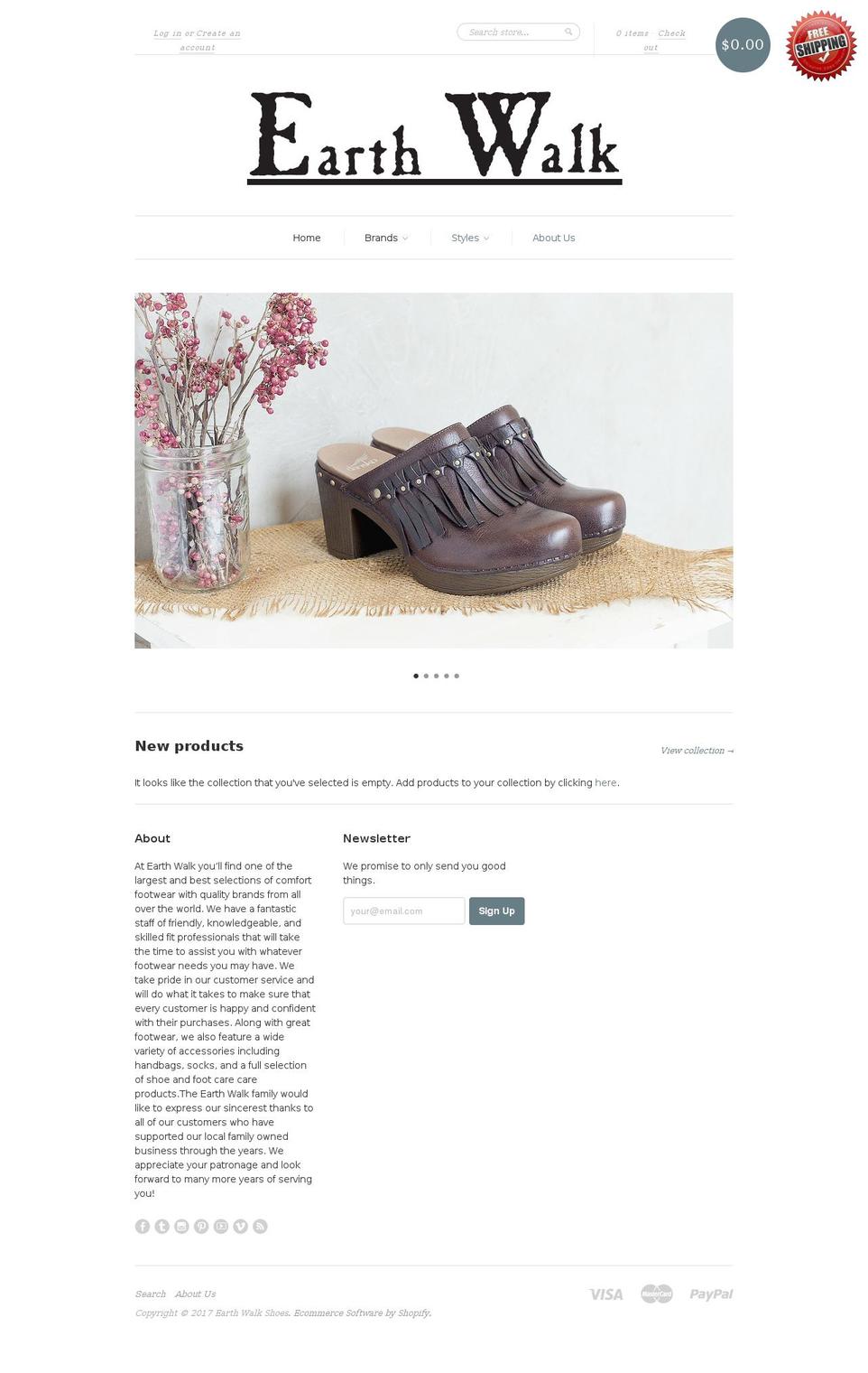 earthwalkshoes.com shopify website screenshot