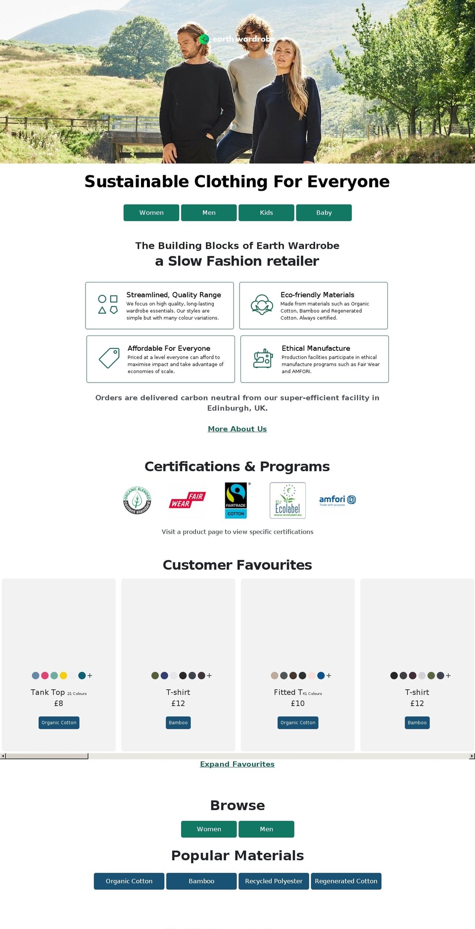 earthwardrobe.com shopify website screenshot