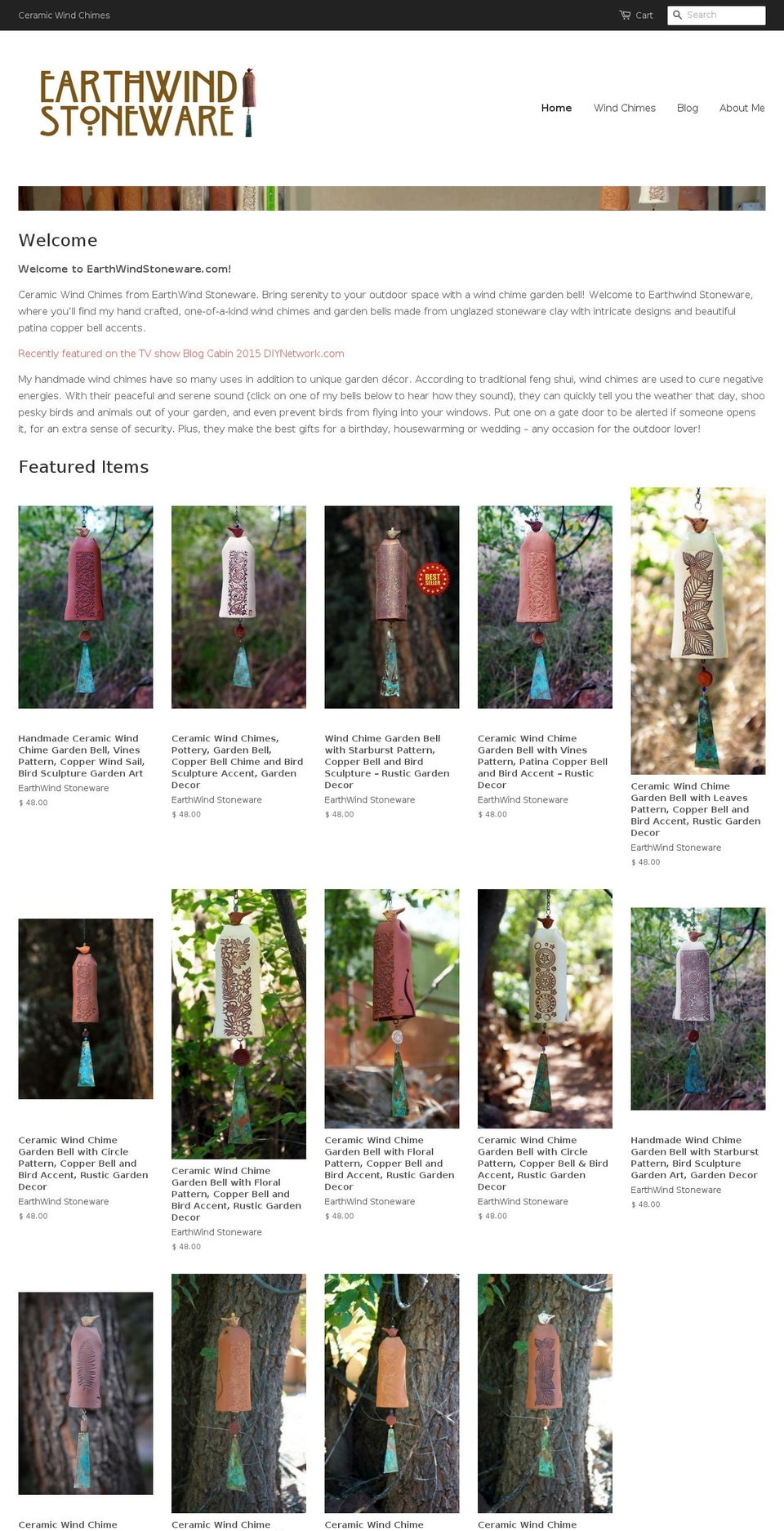 earthwindstoneware.com shopify website screenshot