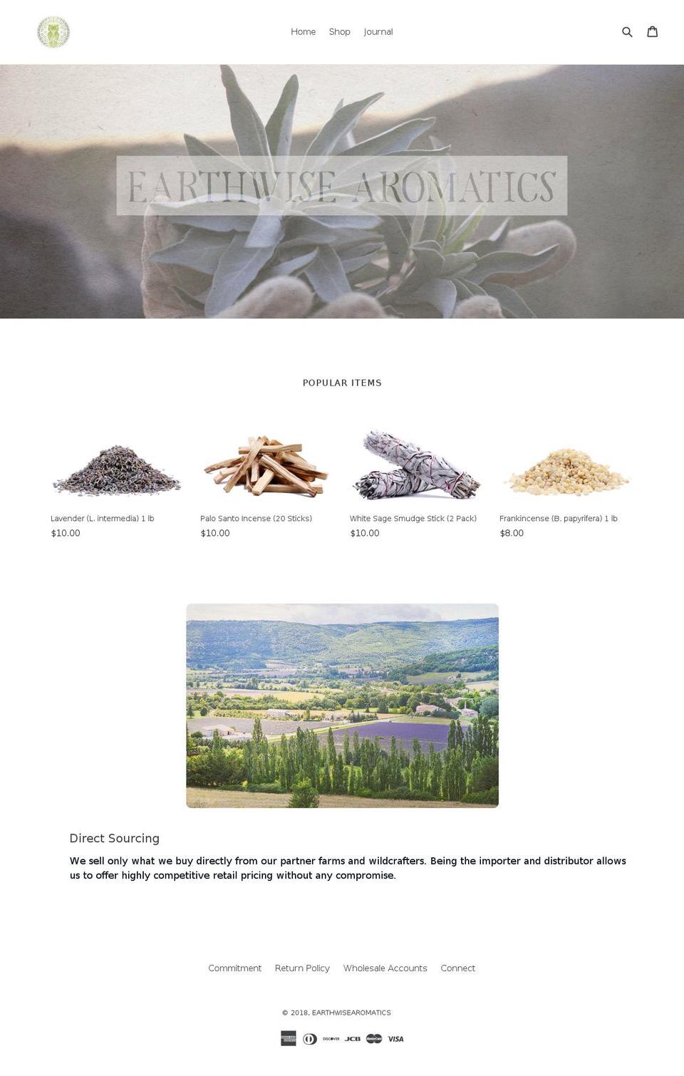 earthwisearomatics.com shopify website screenshot