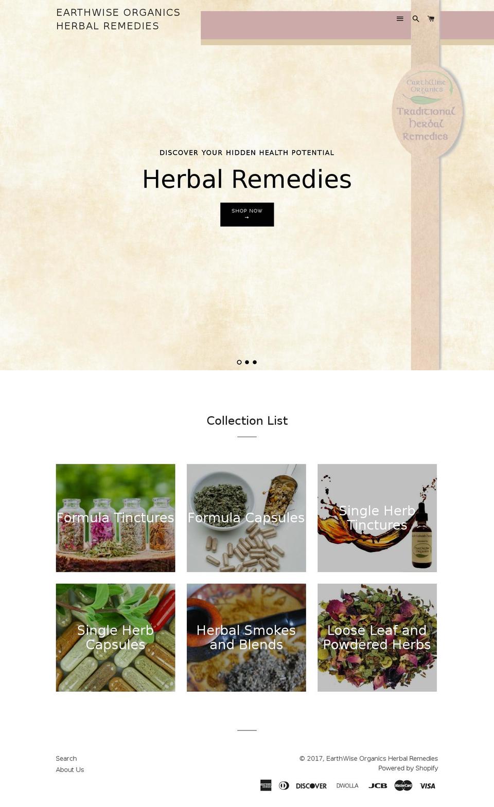 earthwiseorganics.us shopify website screenshot