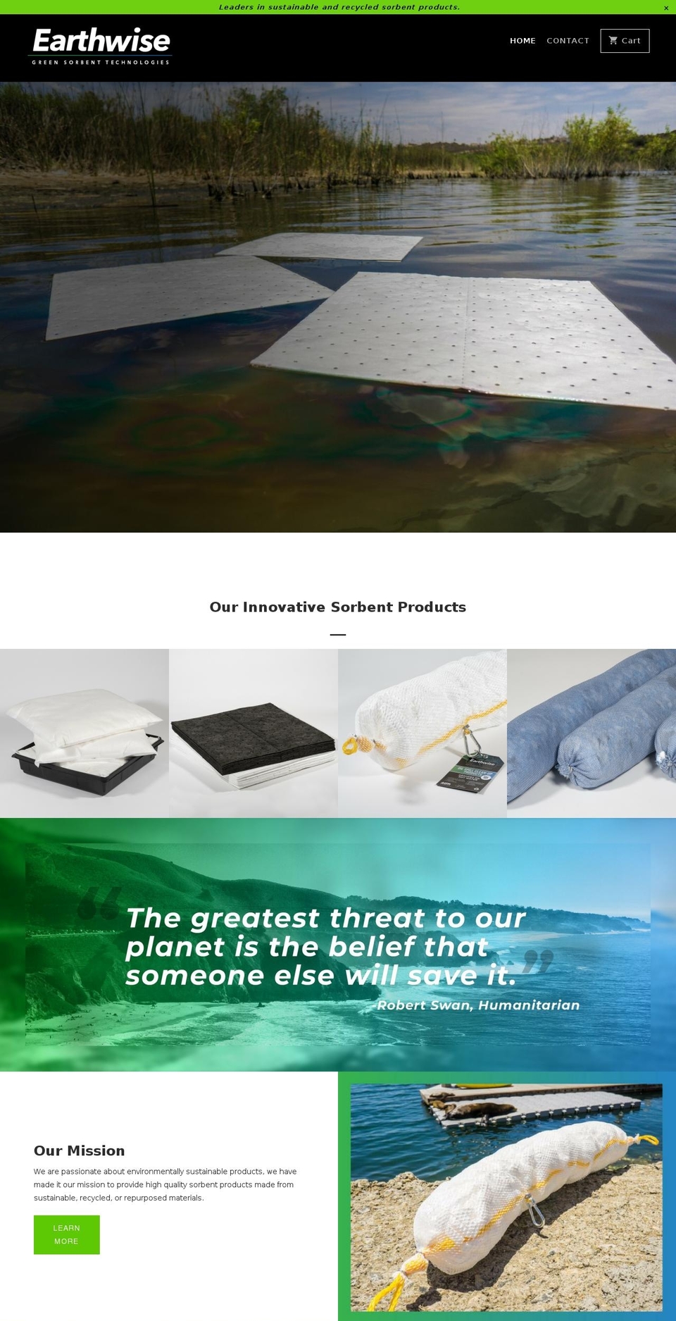 earthwisesorbents.com — Shopify storefront screenshot