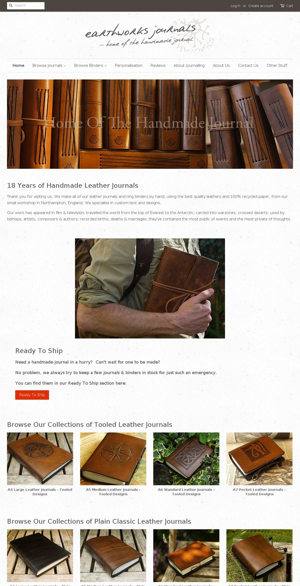 earthworksjournals.co.uk shopify website screenshot