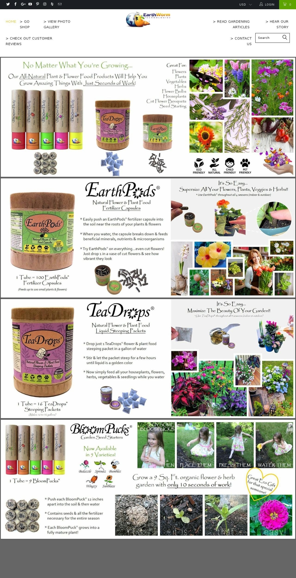 earthwormtechnologies.com shopify website screenshot