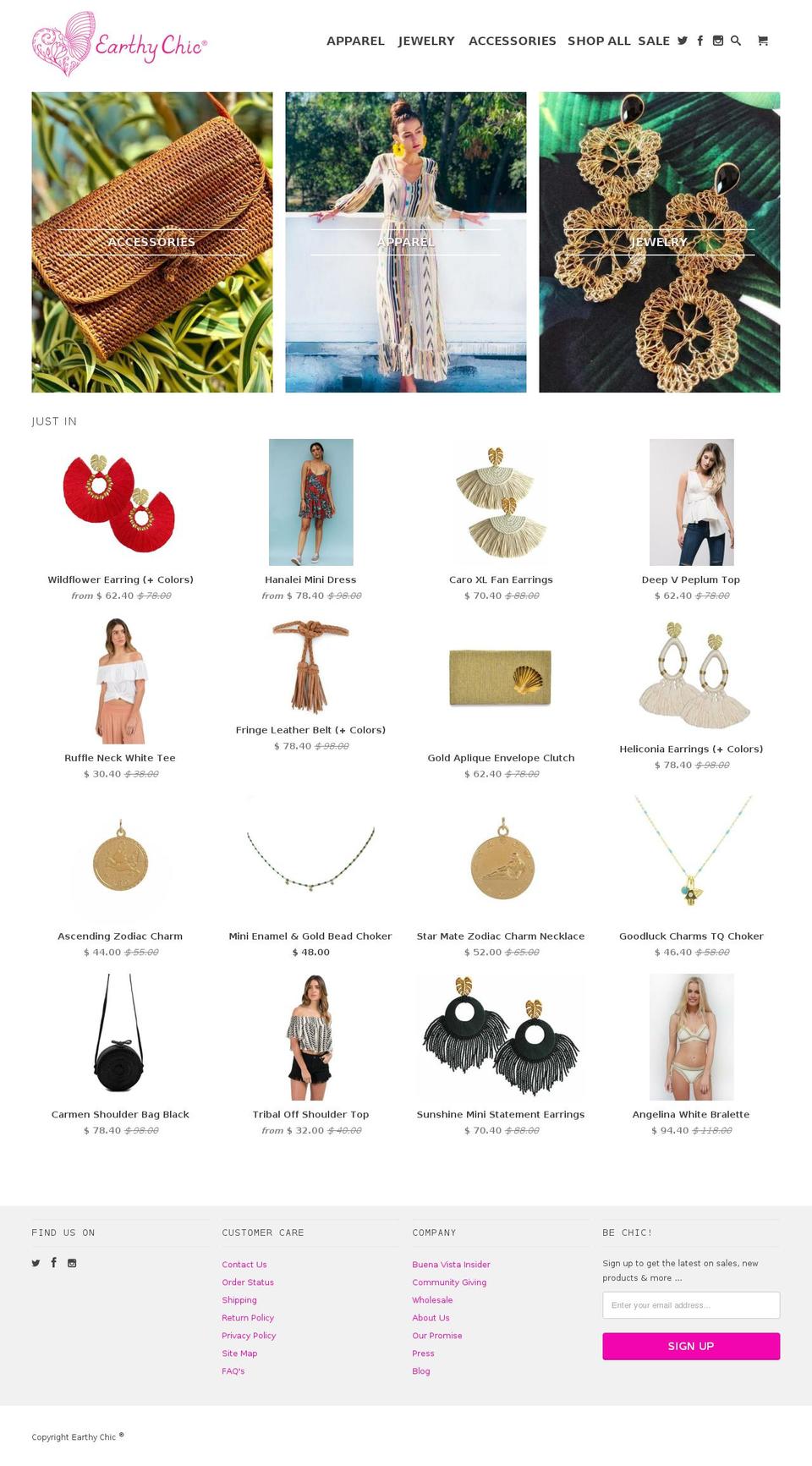 earthychic.net shopify website screenshot