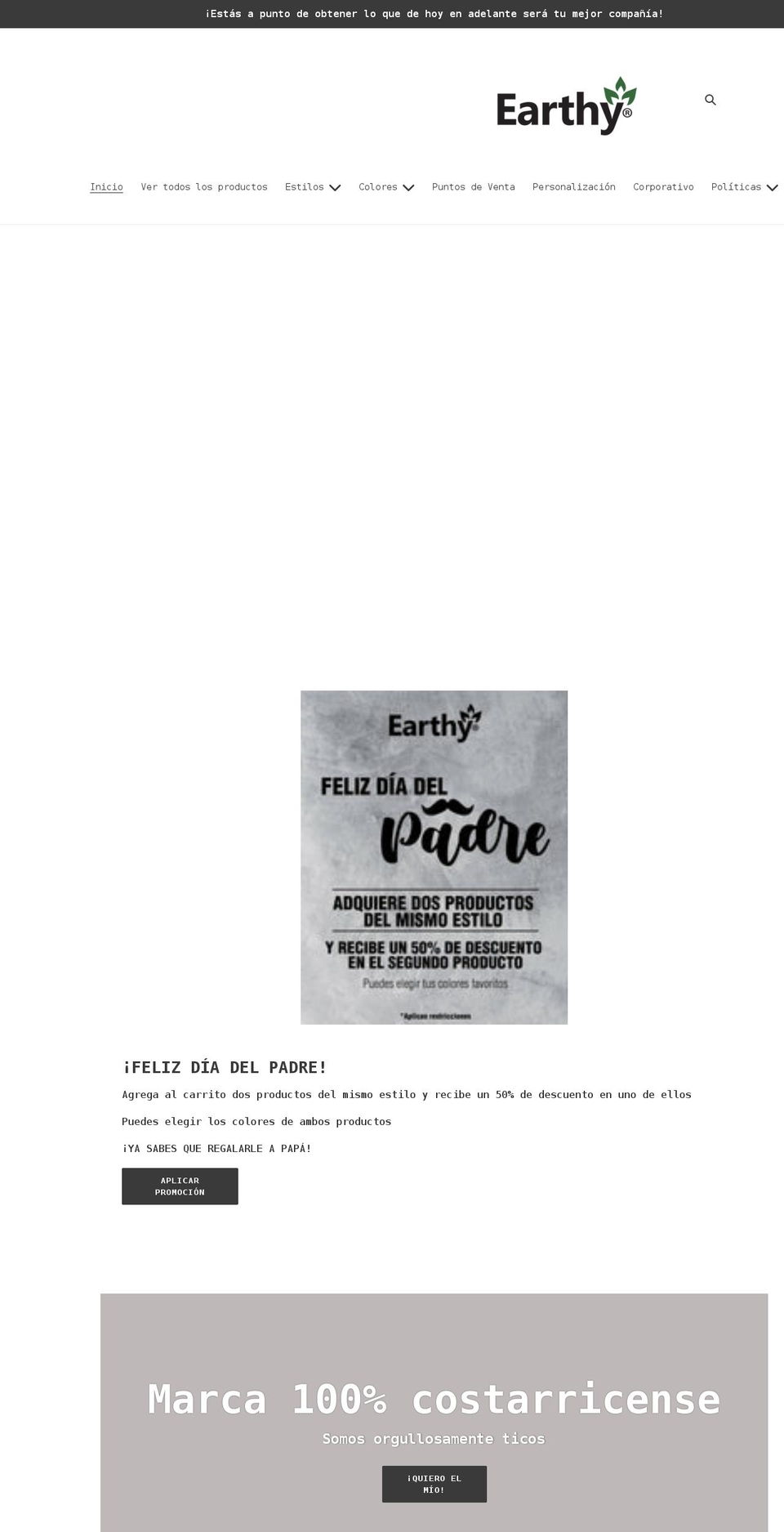 earthycr.com shopify website screenshot