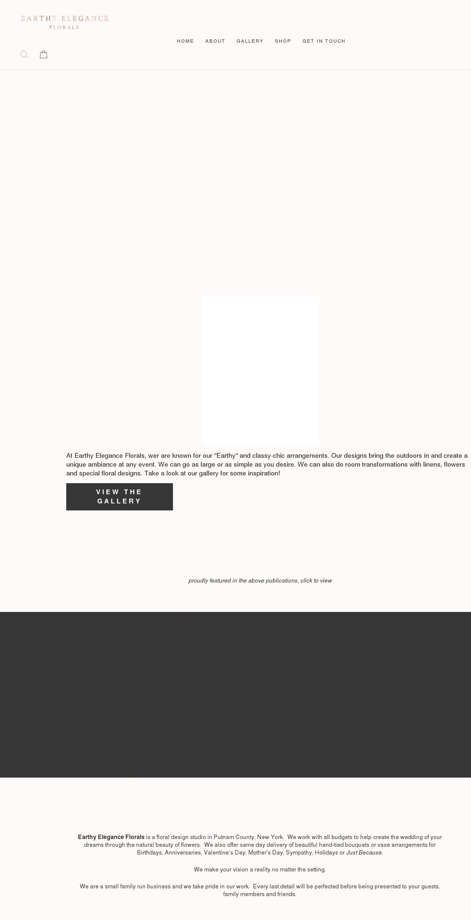 earthyeleganceflorals.com shopify website screenshot