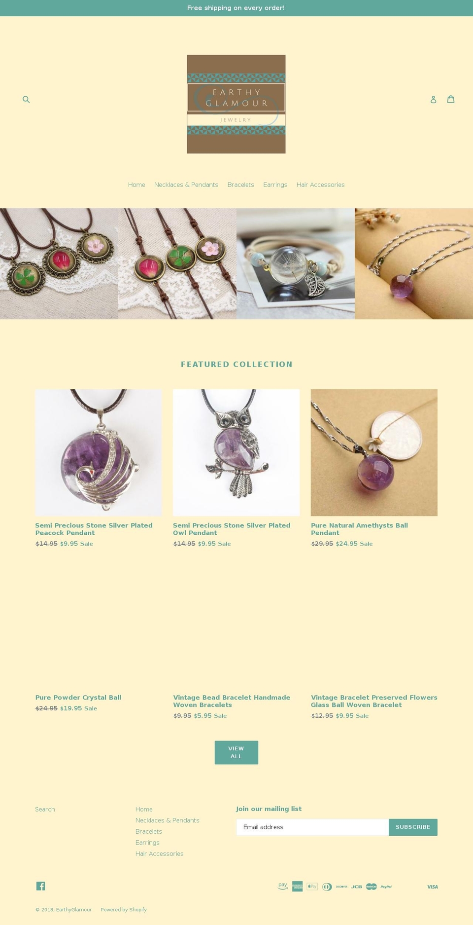 earthyglamour.com — Shopify storefront screenshot