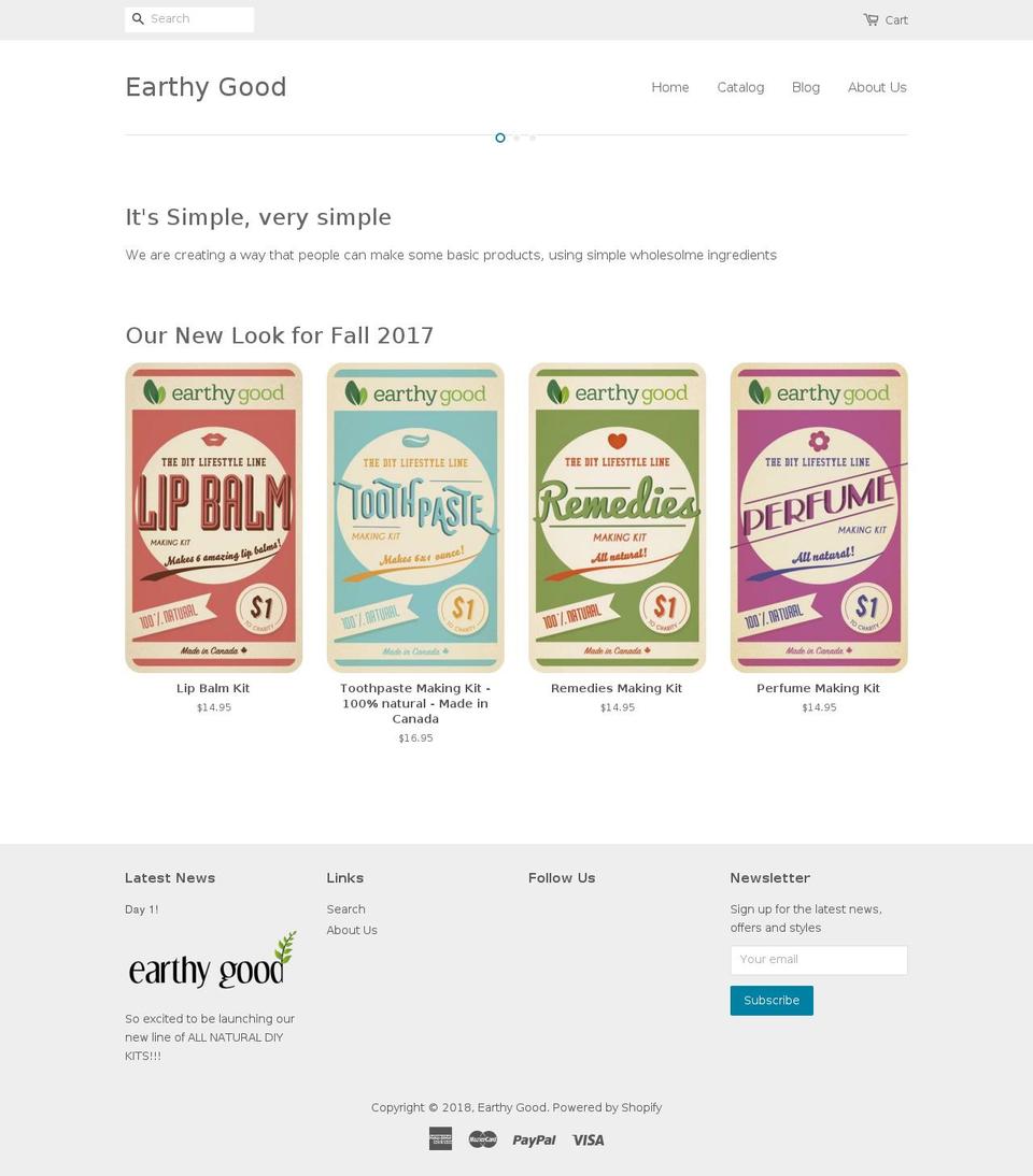 earthygood.com — Shopify storefront screenshot
