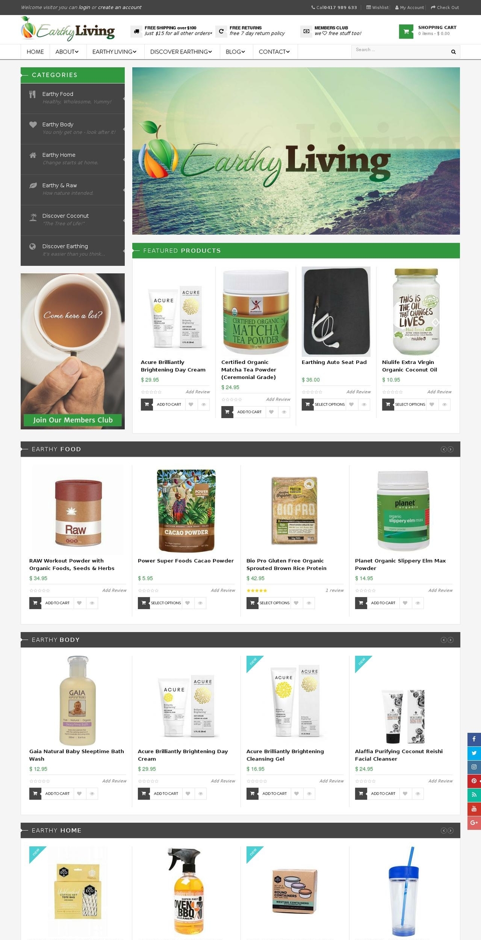 ap-next-store Shopify theme site example earthyliving.com.au