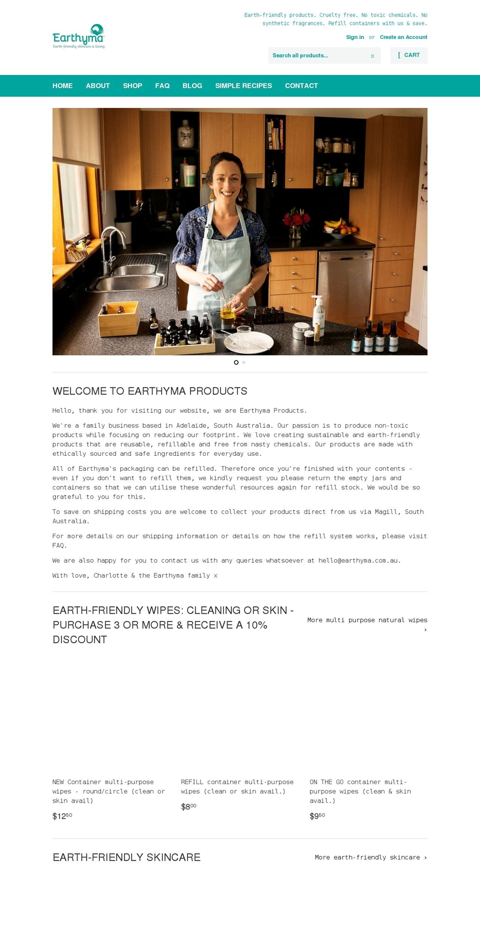 earthyma.com.au shopify website screenshot