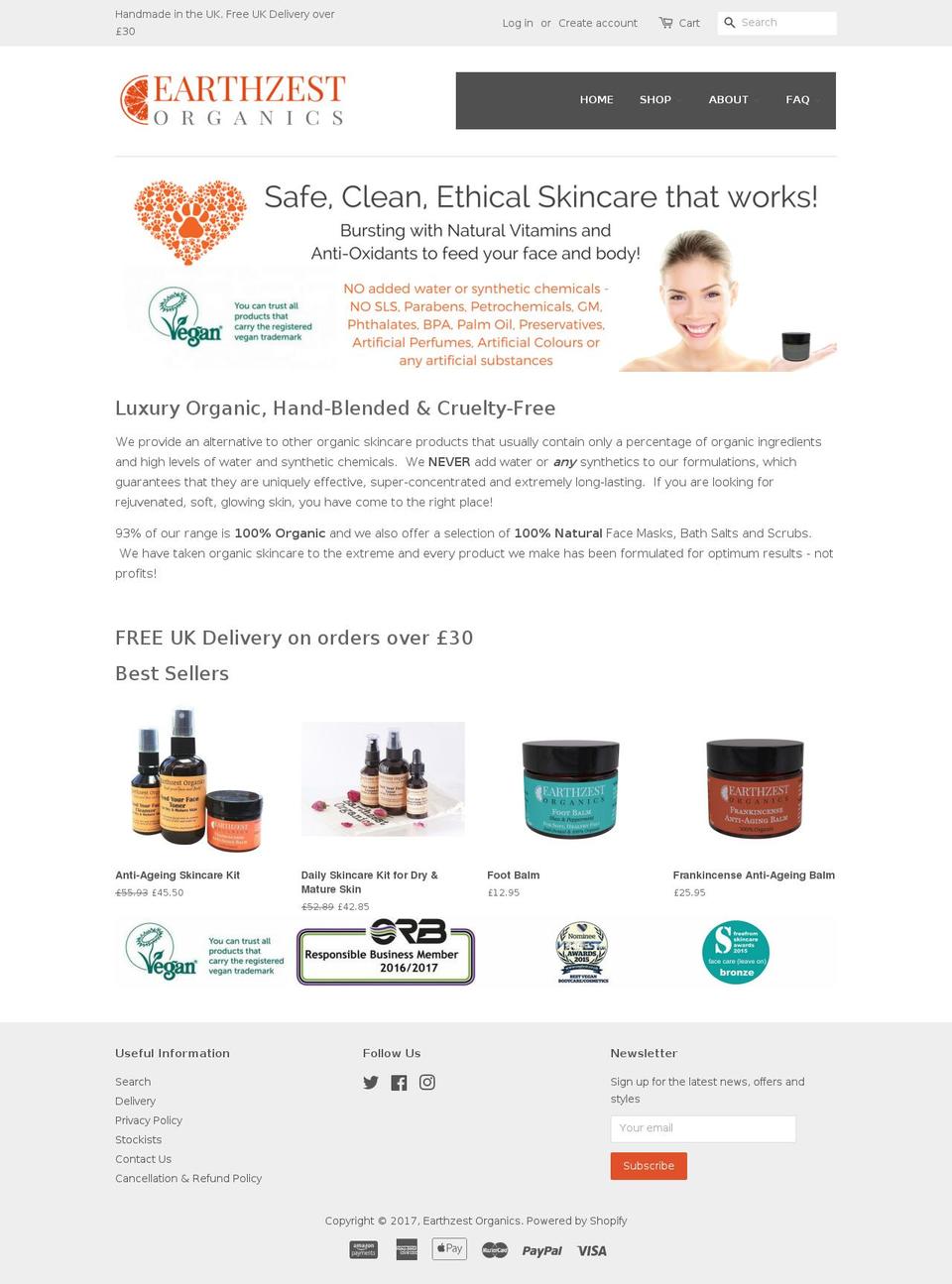 EarthZest Shopify theme site example earthzestorganics.com