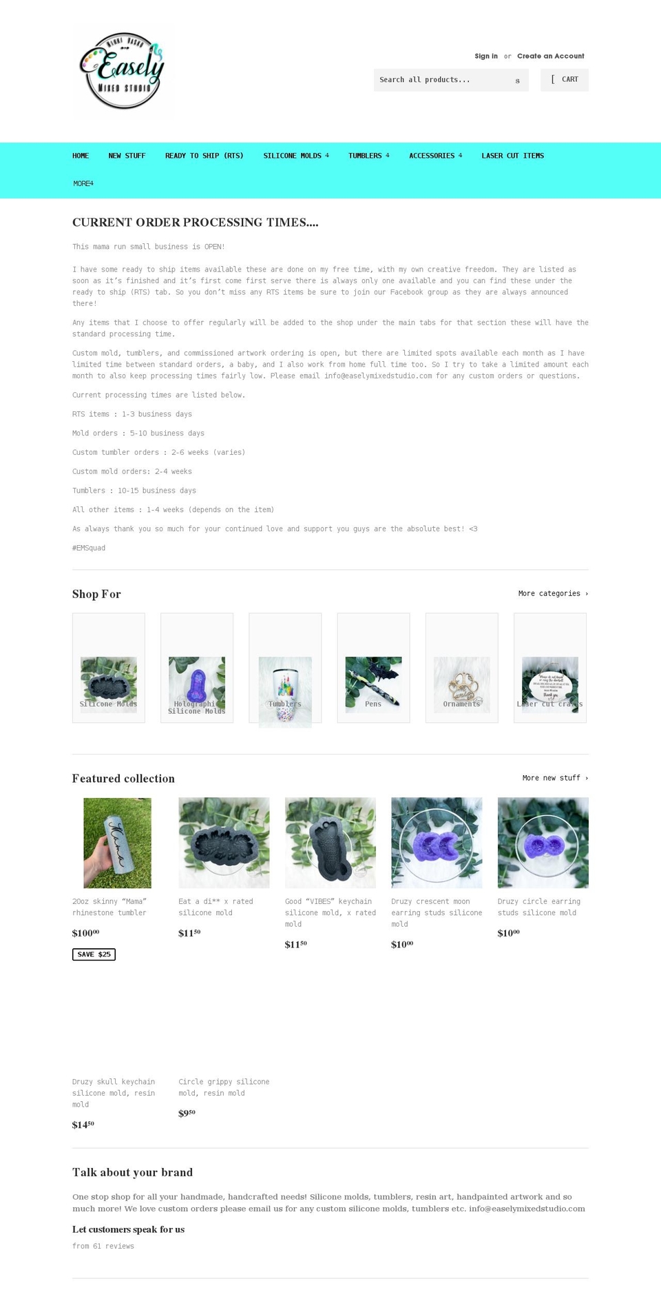 easelymixedstudio.com shopify website screenshot