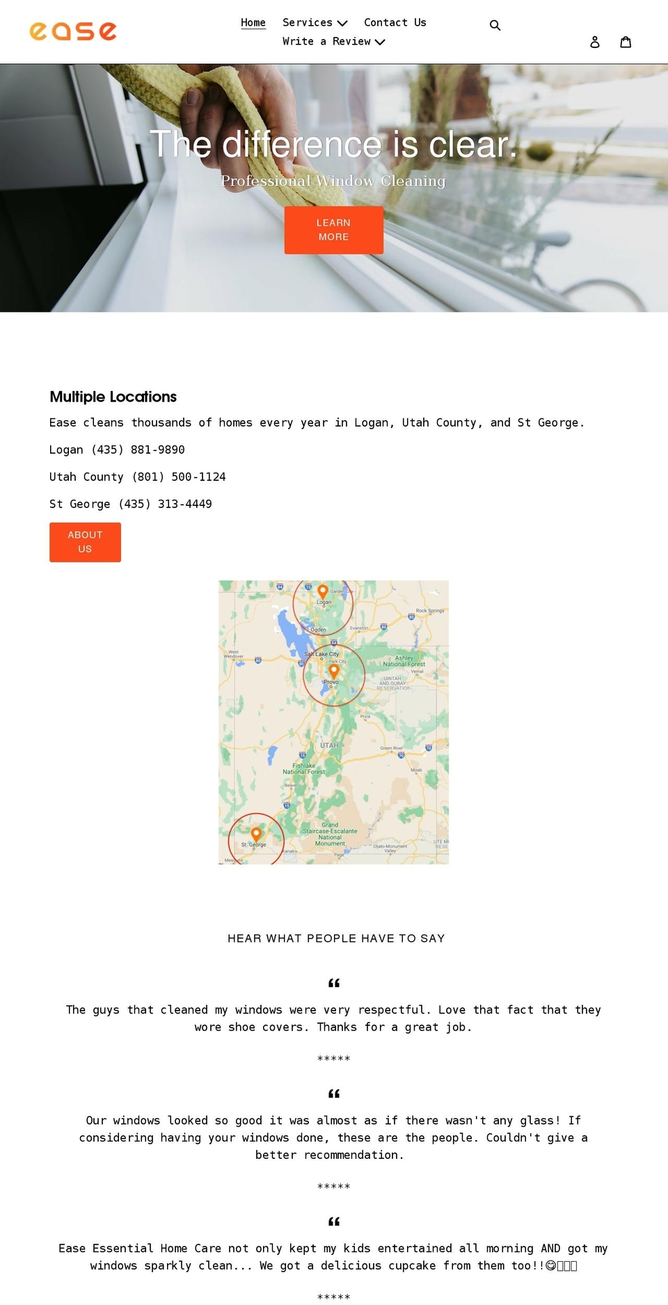 easewindows.com shopify website screenshot