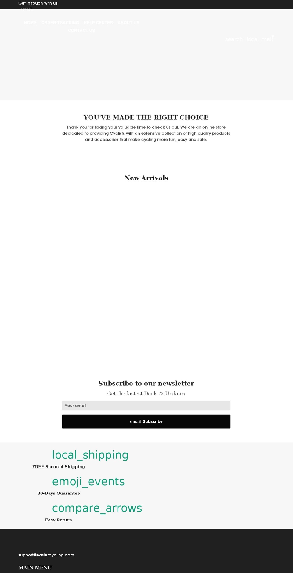 easiercycling.com shopify website screenshot