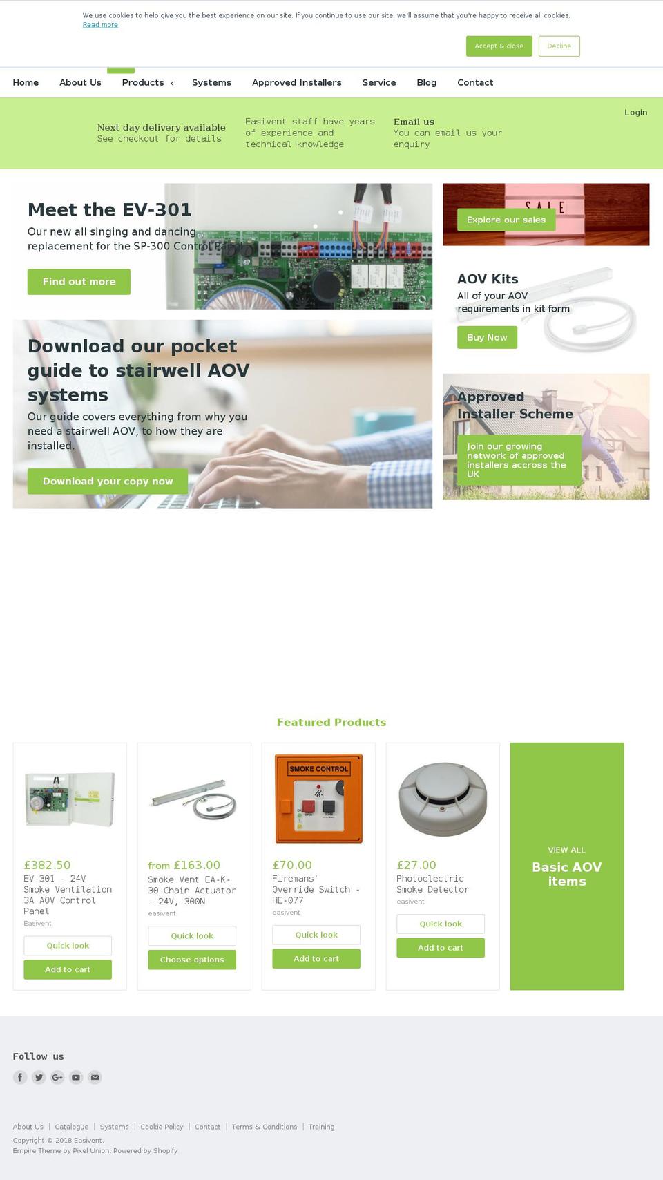 easivent.co.uk shopify website screenshot