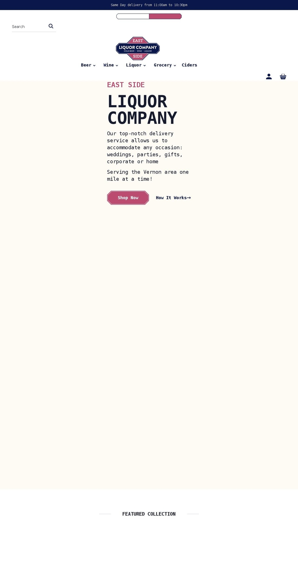 east-side-liquor-company.myshopify.com shopify website screenshot