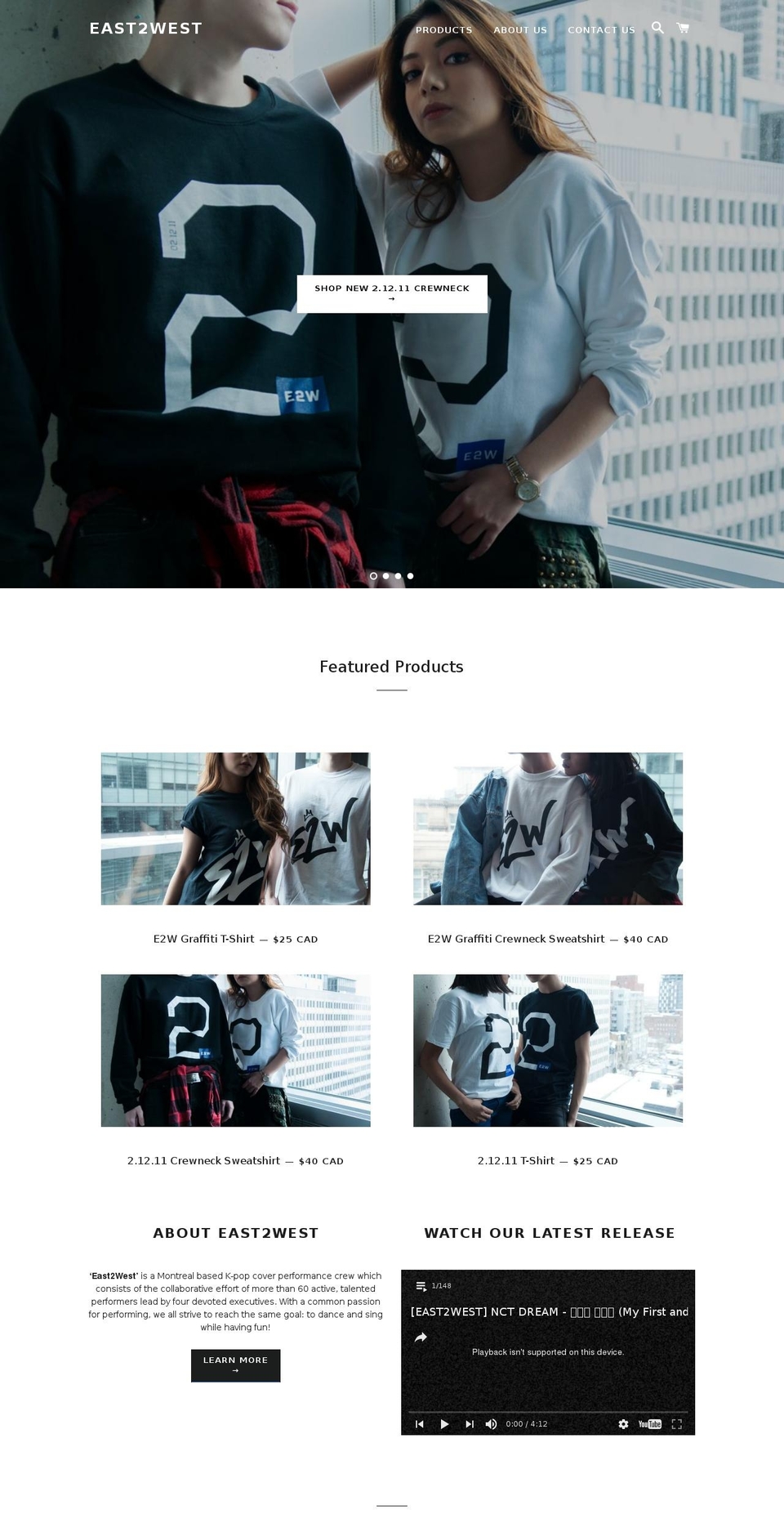 east2westofficial.com shopify website screenshot