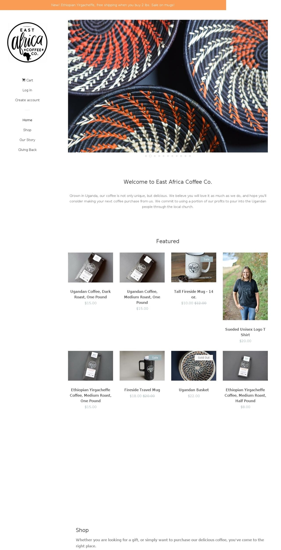 eastafricacoffeeco.com shopify website screenshot