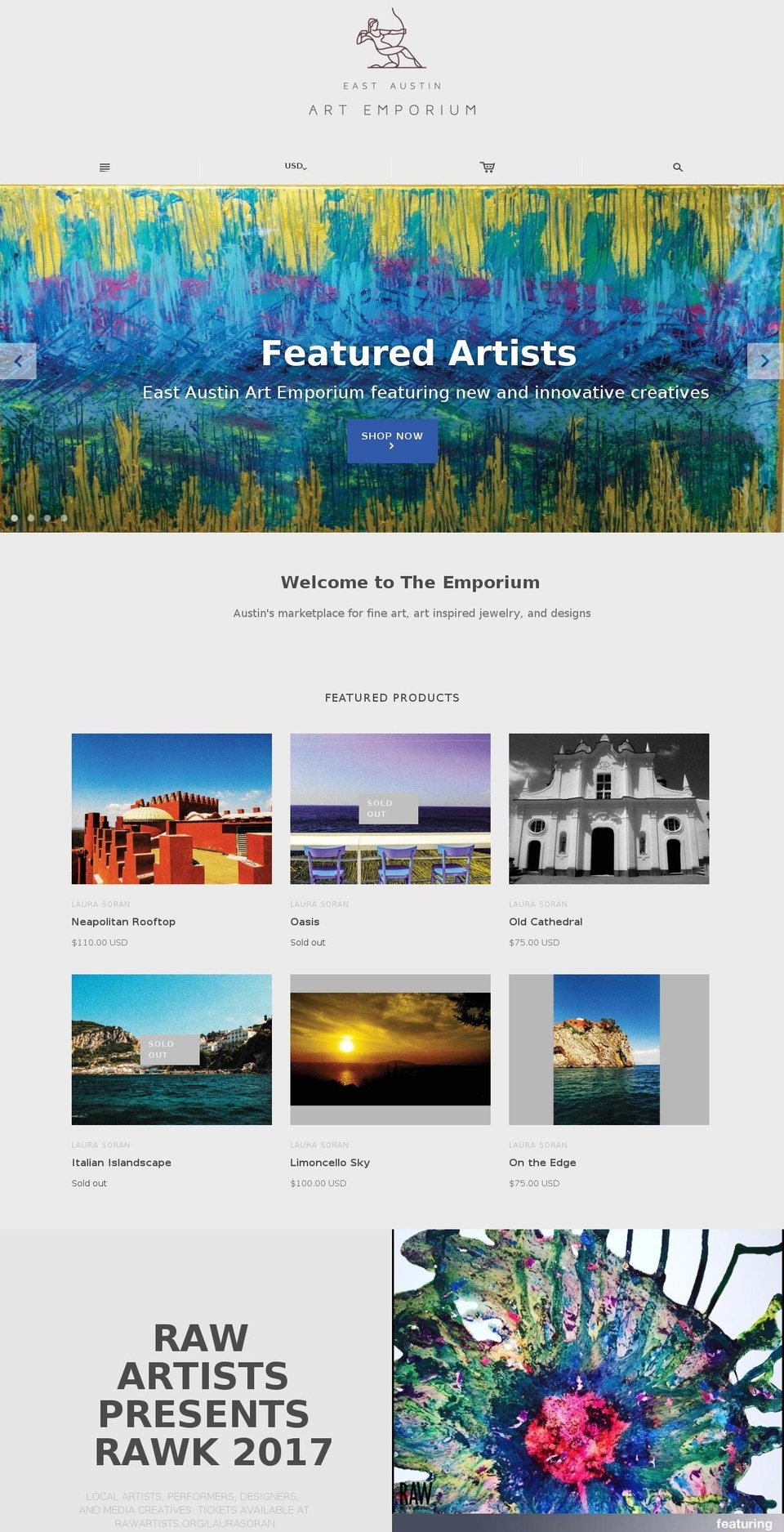 eastaustinartemporium.com — Shopify storefront screenshot