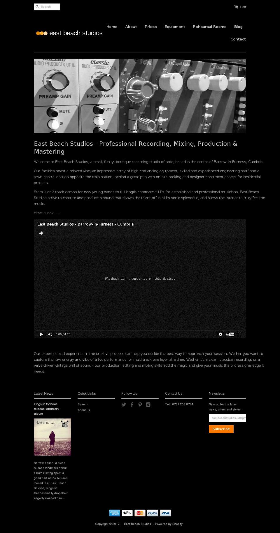 eastbeachstudios.com shopify website screenshot
