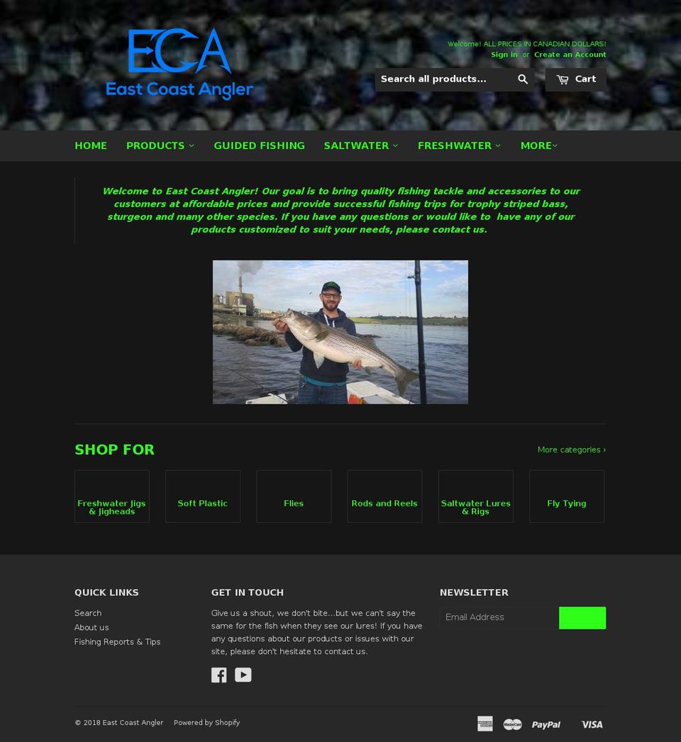 eastcoastangler.ca shopify website screenshot