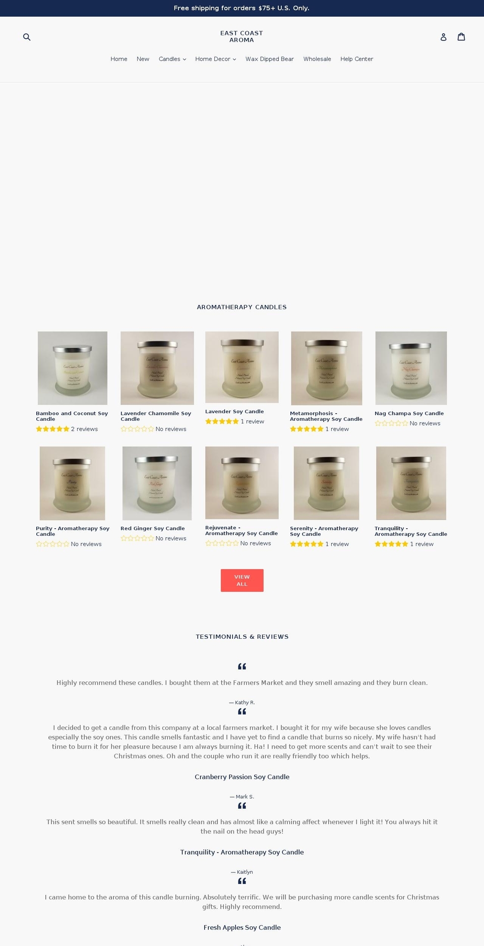 eastcoastaroma.com — Shopify storefront screenshot
