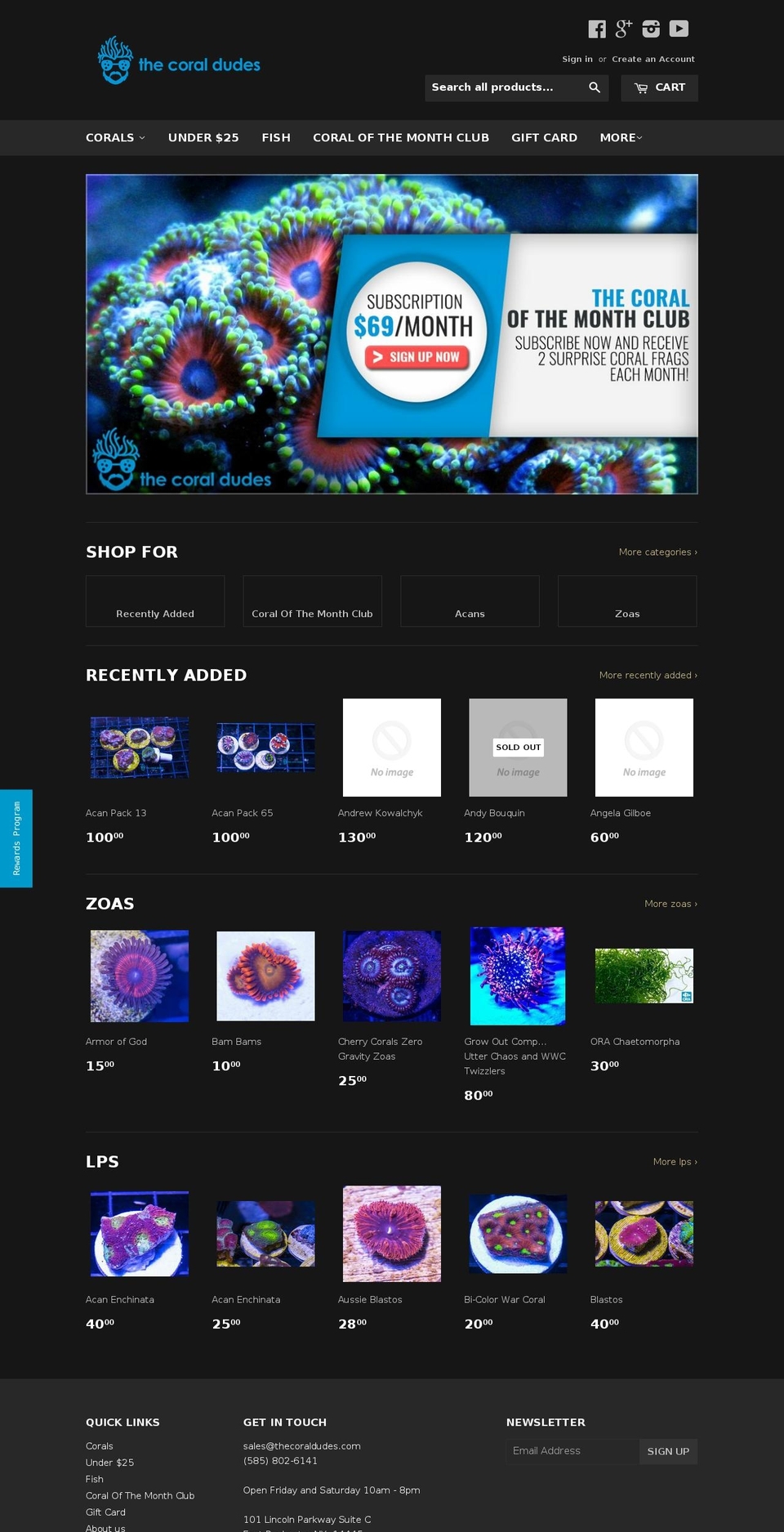 eastcoastcoraldepot.com shopify website screenshot
