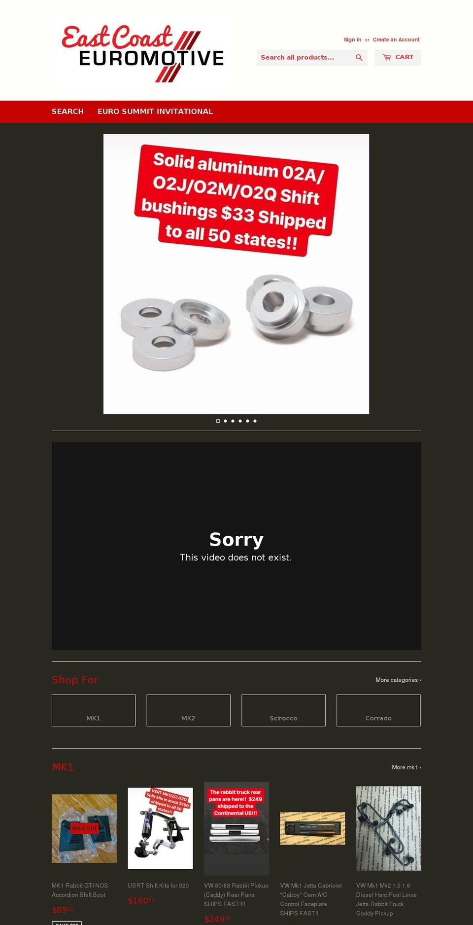 eastcoasteuromotive.com — Shopify storefront screenshot