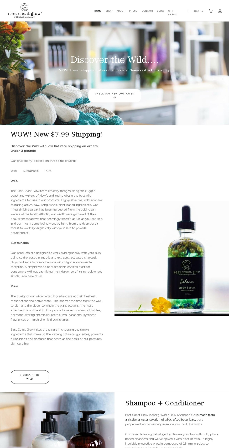 eastcoastglow.org shopify website screenshot