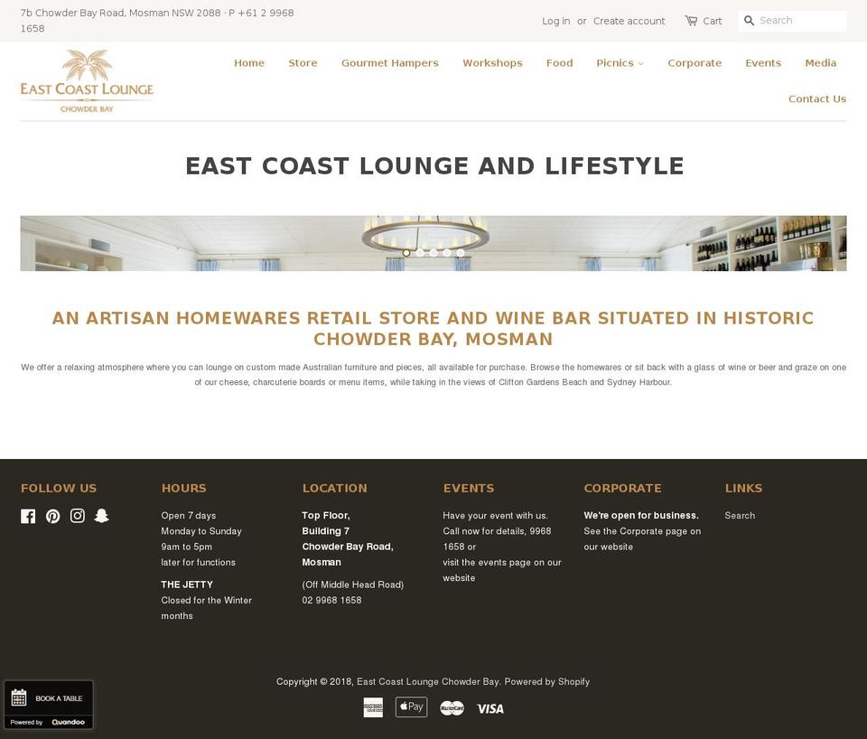 eastcoastlounge.com.au shopify website screenshot