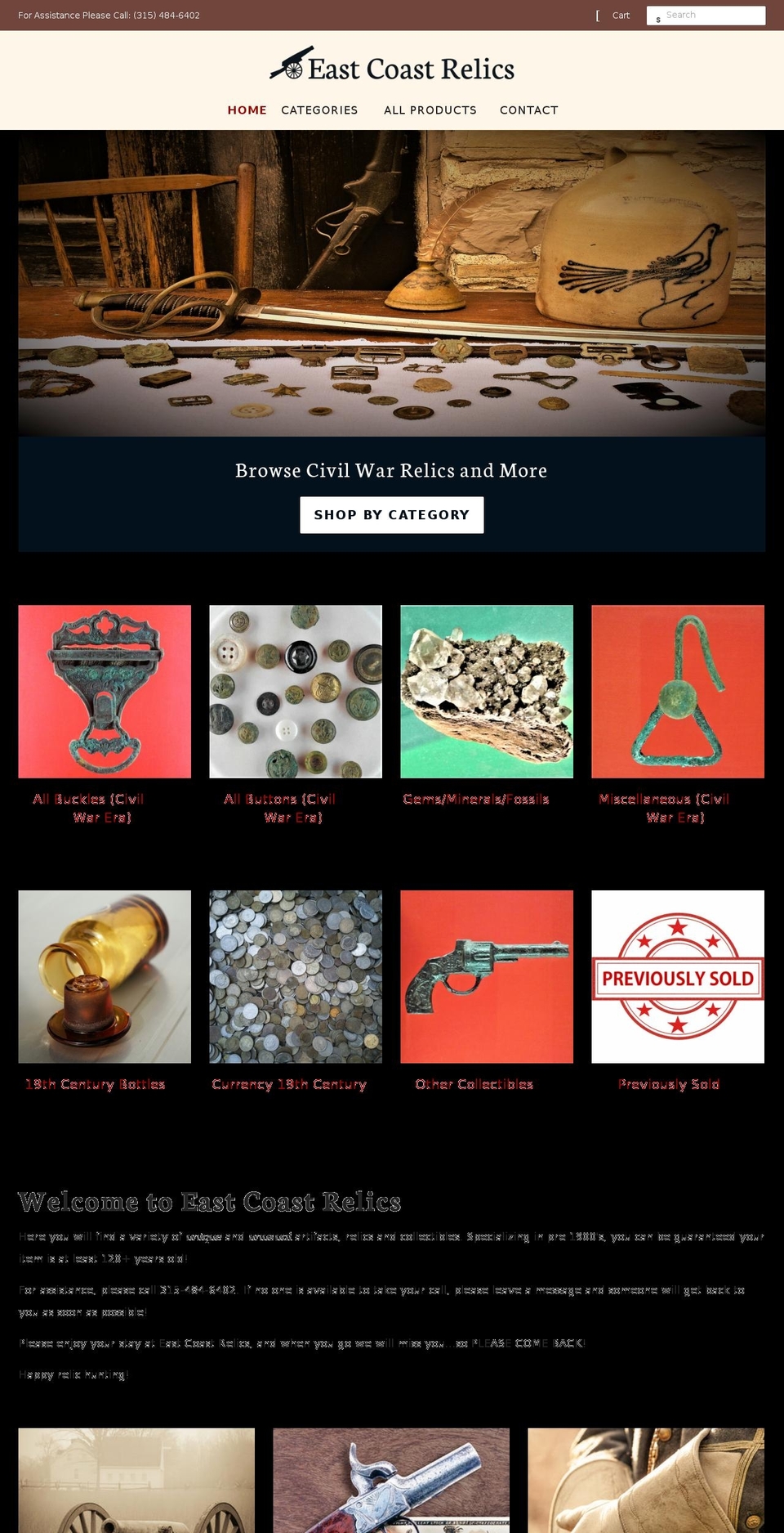 eastcoastrelics.com shopify website screenshot