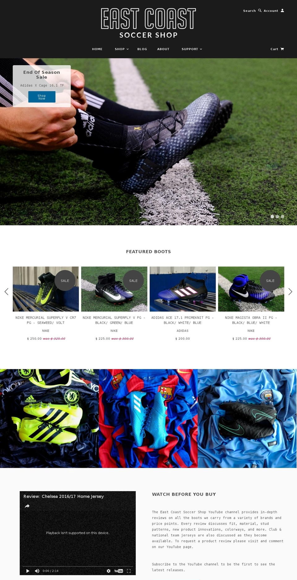 eastcoastsoccershop.com shopify website screenshot