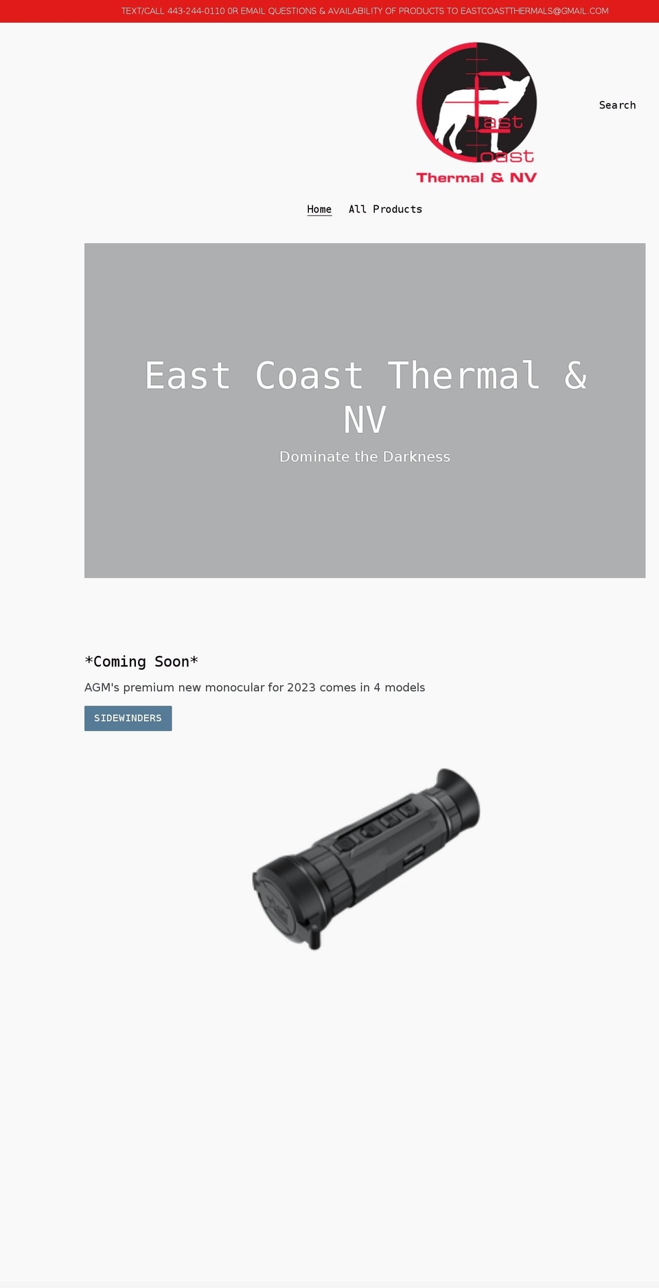 eastcoastthermals.com shopify website screenshot