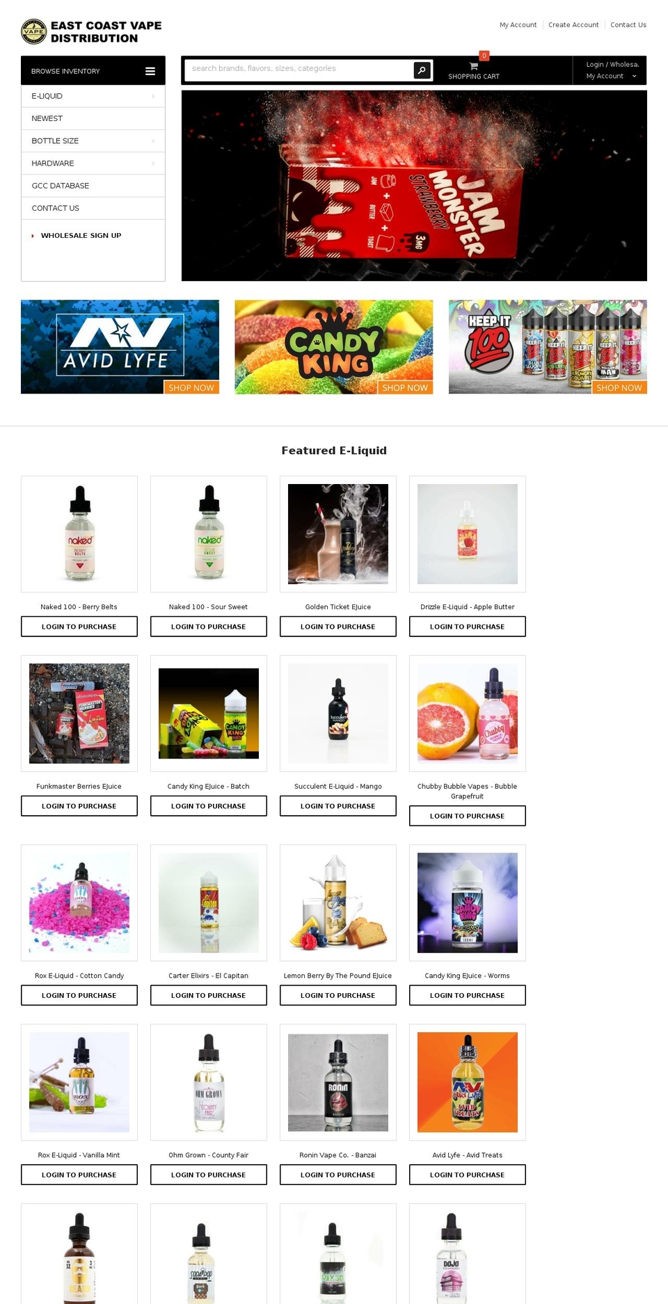 eastcoastvapedistribution.com shopify website screenshot