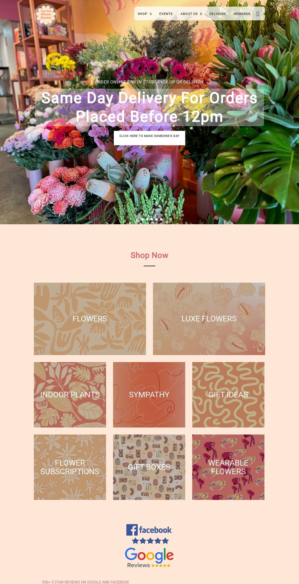 eastendflowermarket.com.au shopify website screenshot