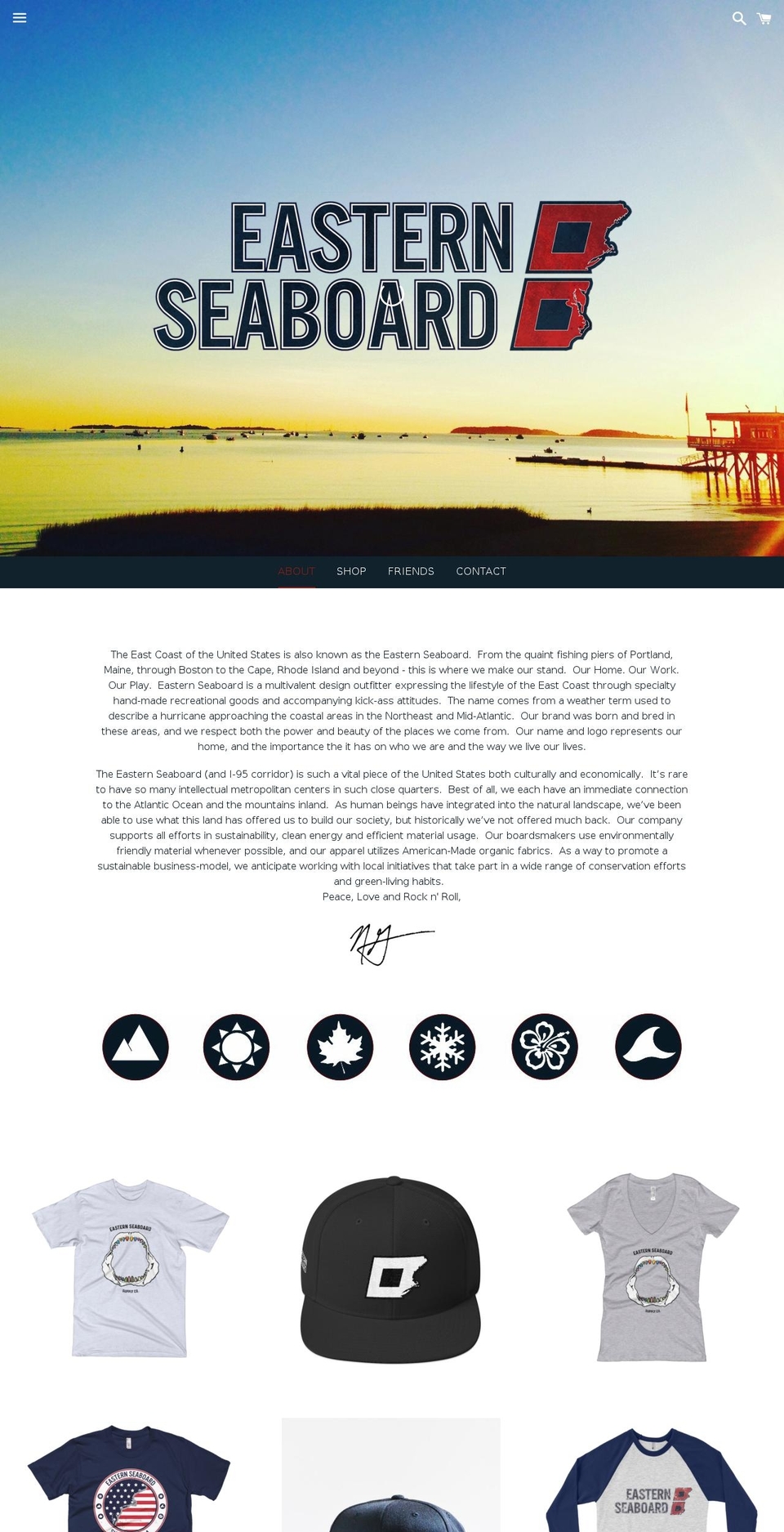 eastern-seaboard.com shopify website screenshot
