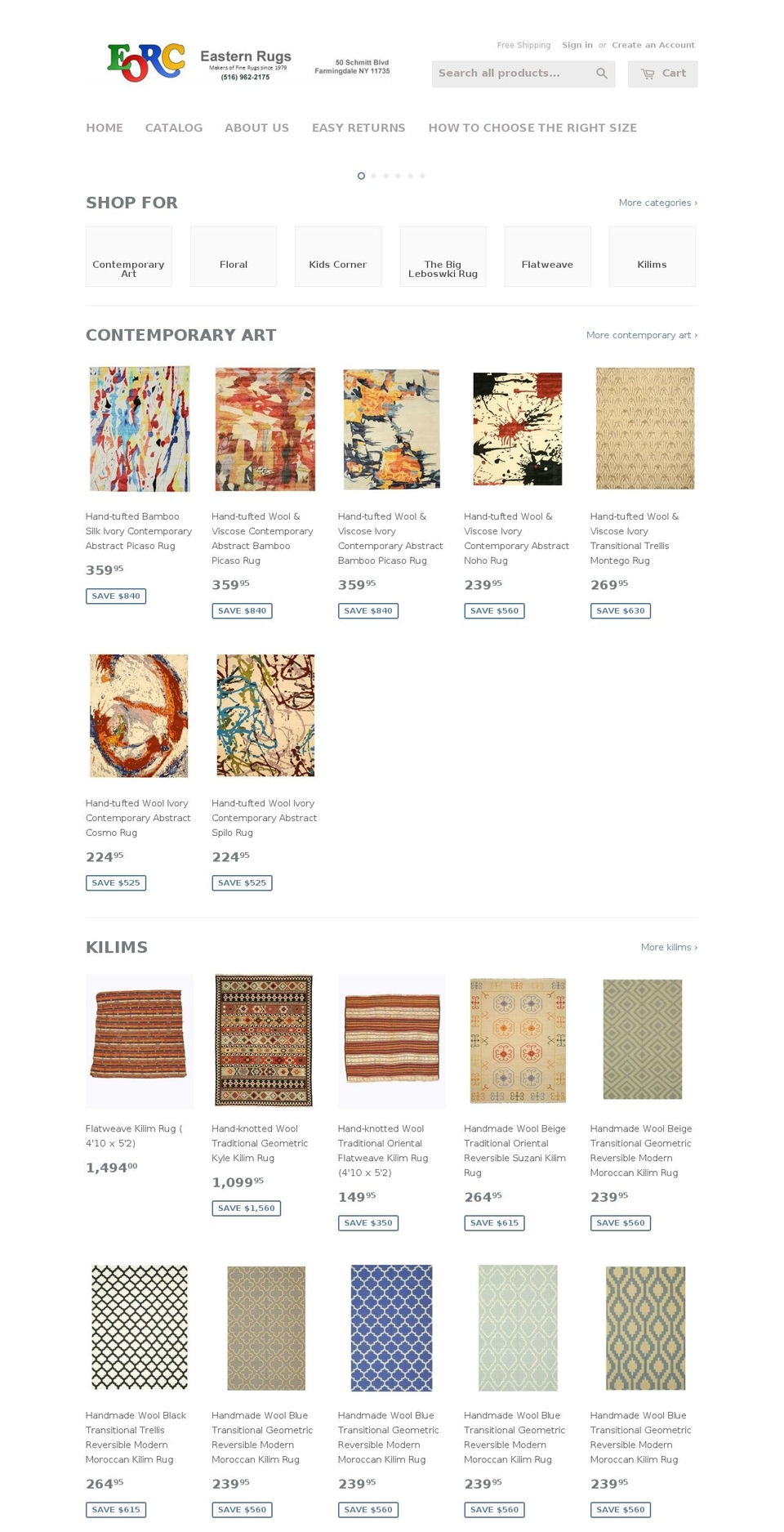 easternrugs.net shopify website screenshot