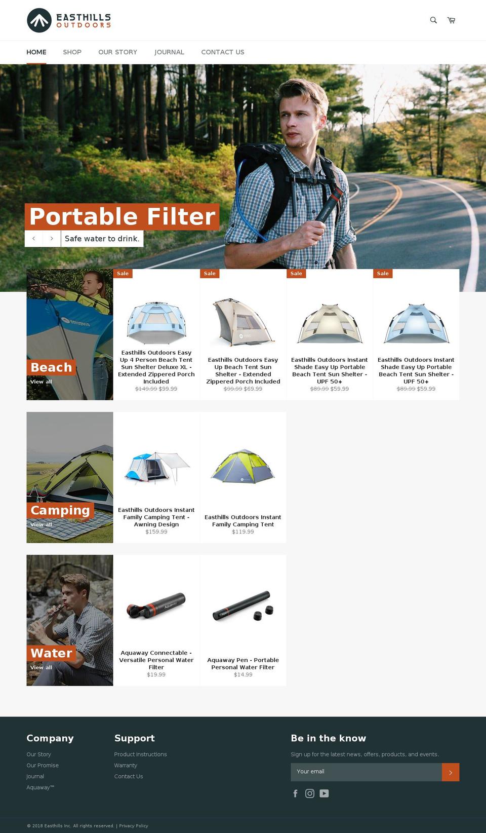 easthillsoutdoors.com shopify website screenshot