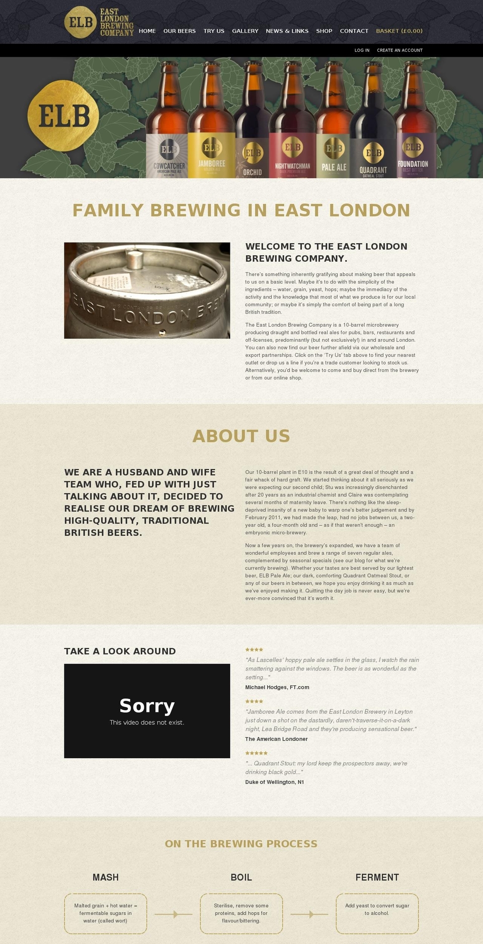 eastlondonbrewing.com shopify website screenshot