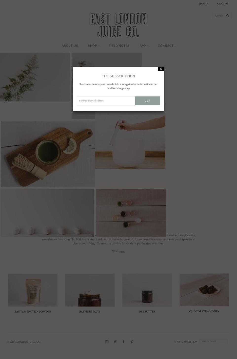 eastlondonjuice.com — Shopify storefront screenshot