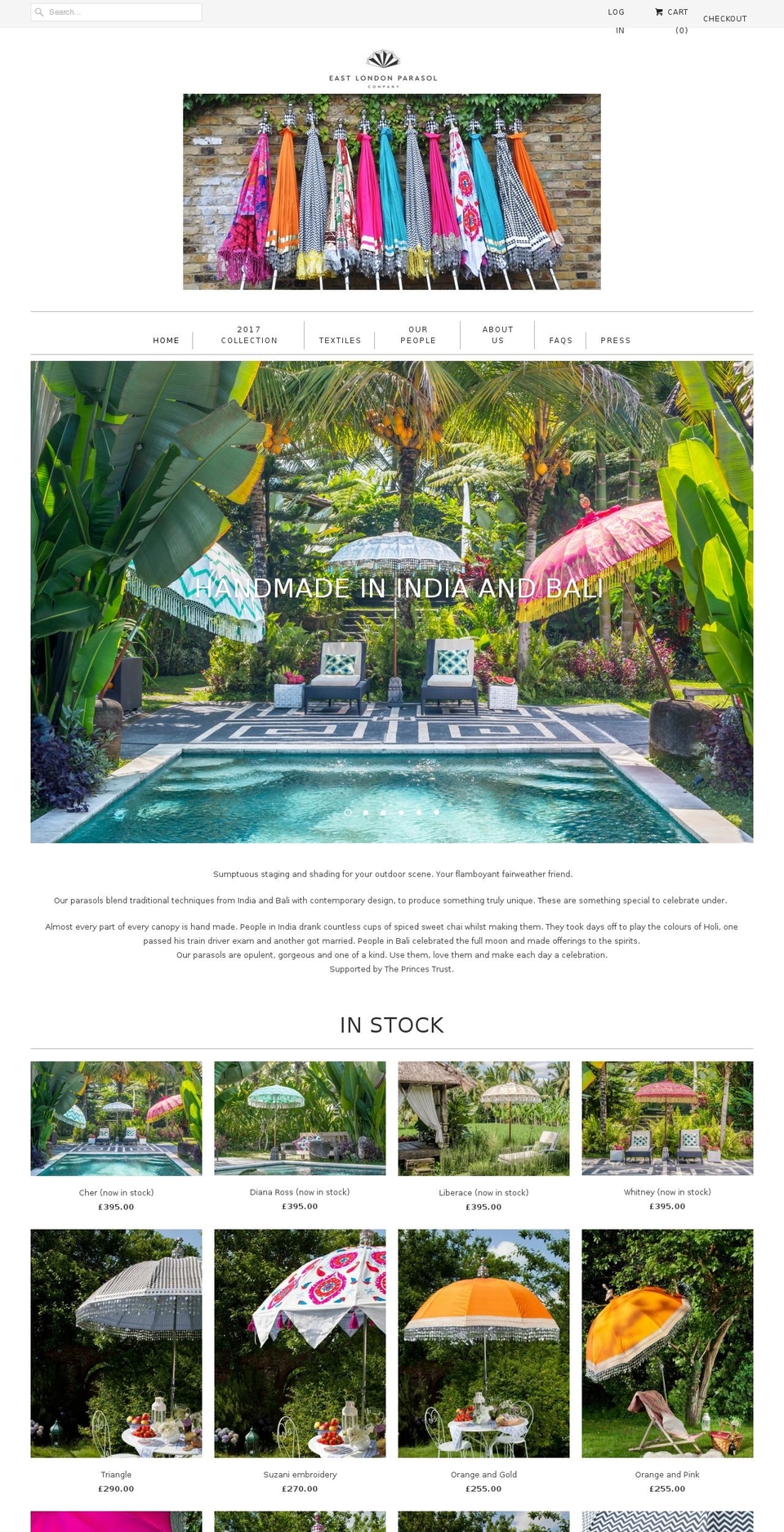 eastlondonparasols.com shopify website screenshot