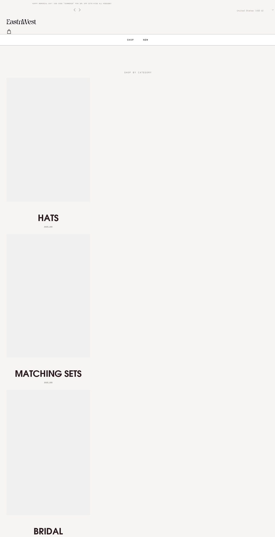 eastnwestlabel.com shopify website screenshot