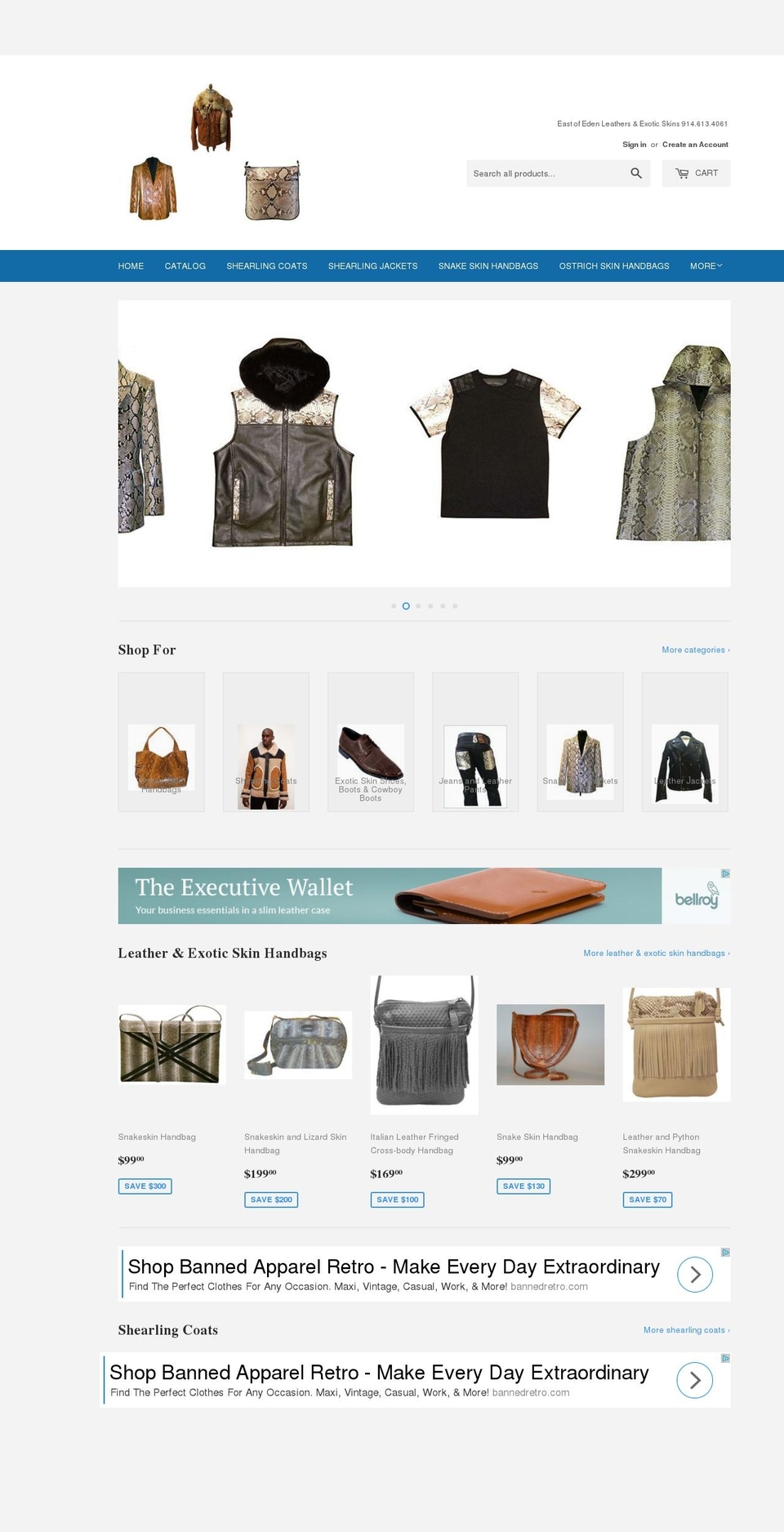 eastofedenleathers.com shopify website screenshot