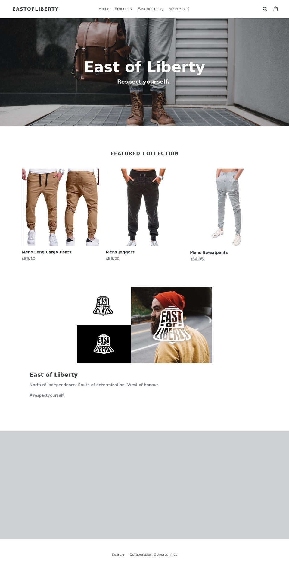 eastoflibertyco.com — Shopify storefront screenshot
