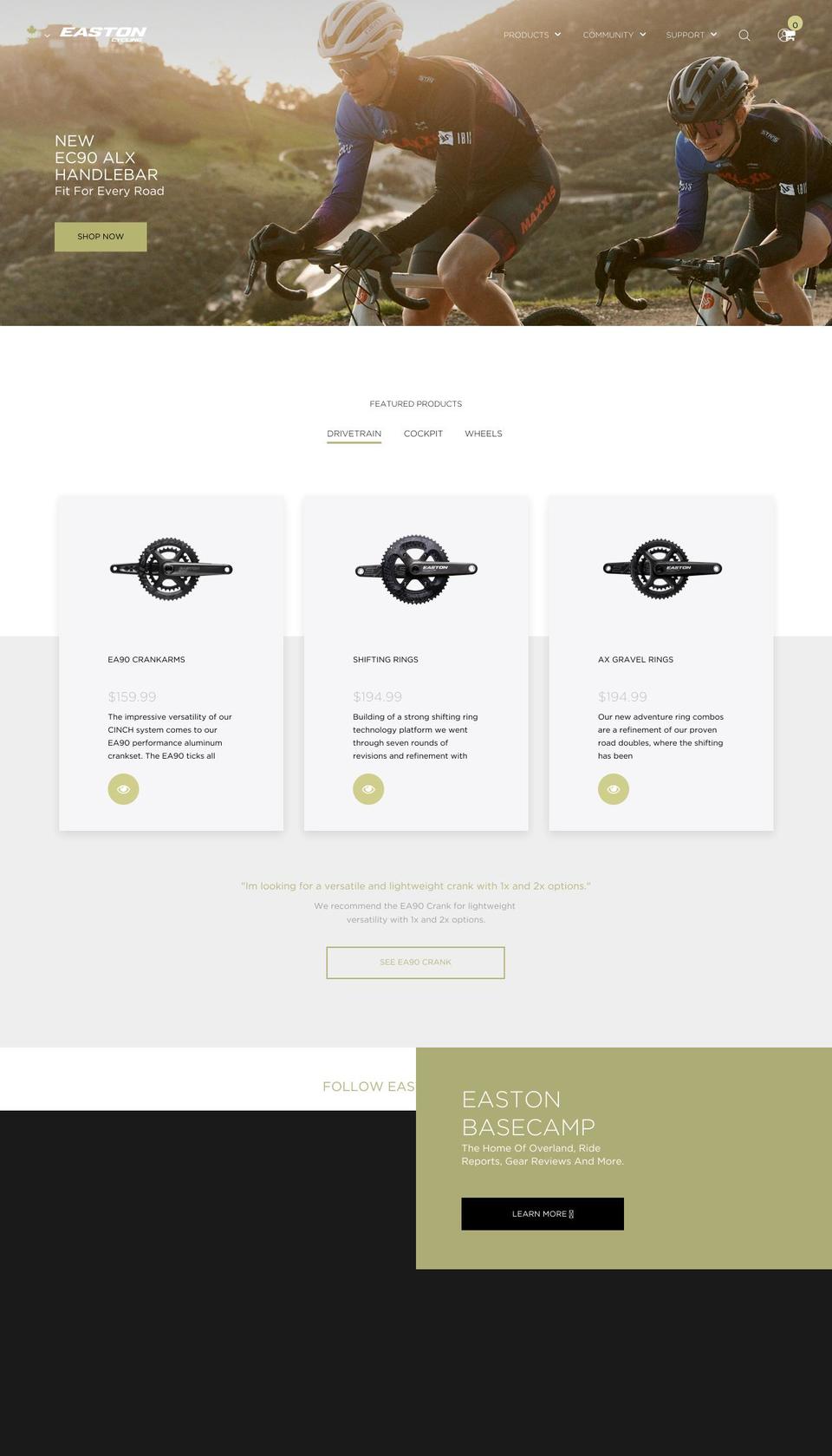 eastoncycling.ca shopify website screenshot
