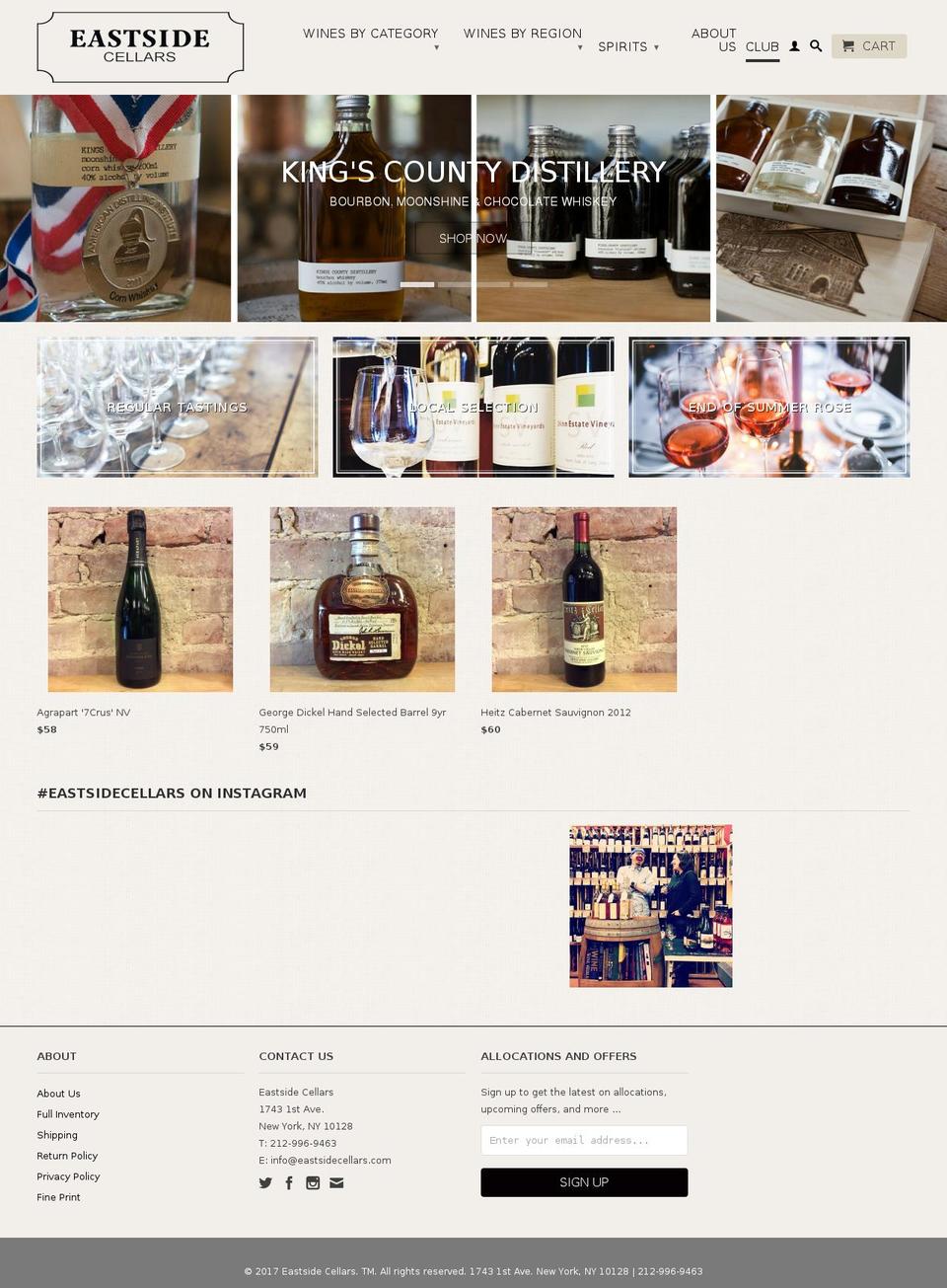 eastsidecellars.com shopify website screenshot