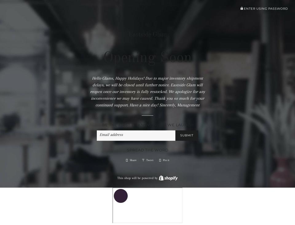 eastsideglam.com — Shopify storefront screenshot