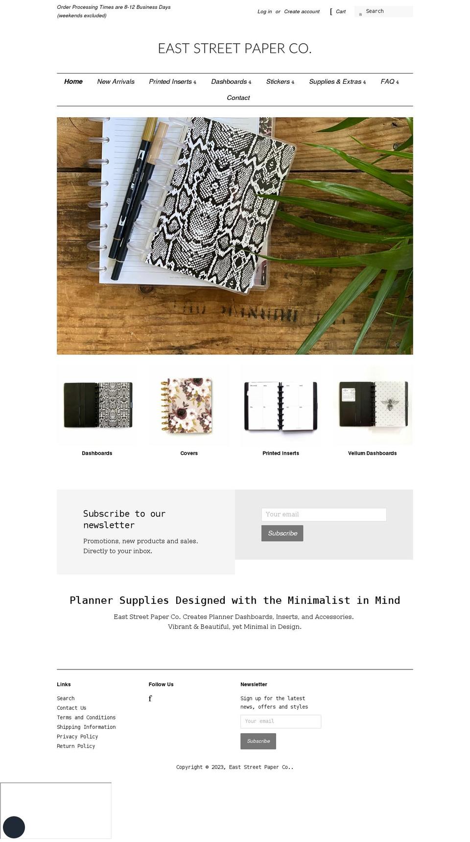 eaststreetpaperco.com shopify website screenshot