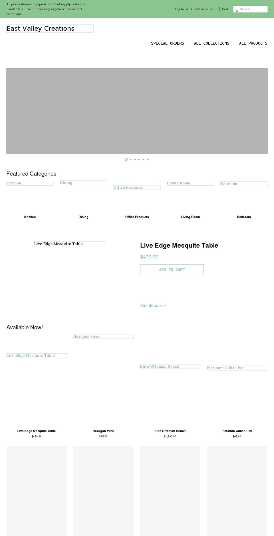 eastvalleycreations.com shopify website screenshot